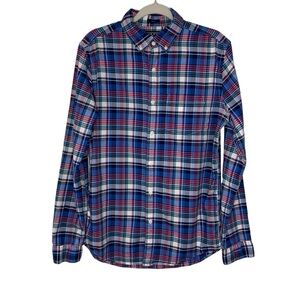 RYE slim fit men’s blue, pink, green and white cotton plaid button down. Size MT